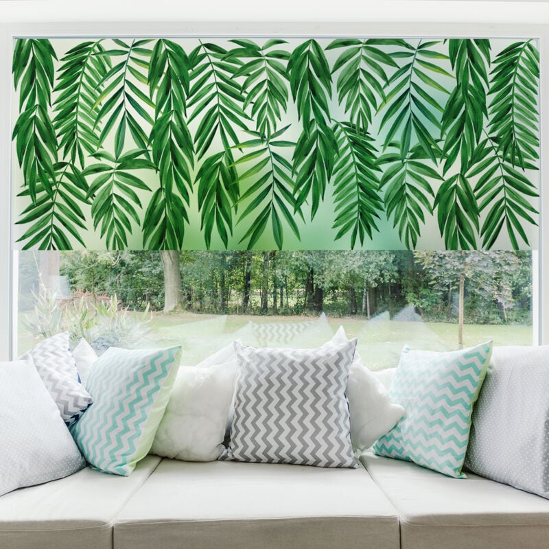 Film Fenêtre Anti Regard Occultant - feuilles de palmier suspendues - Stickers pour Vitres & Porte de Douche - 40x100cm