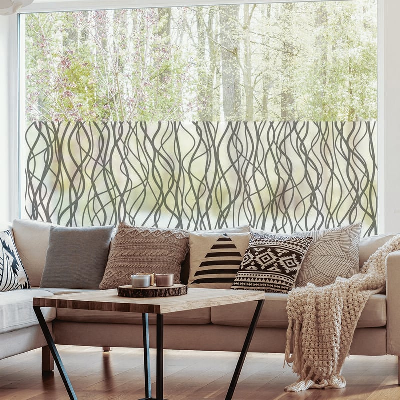 Ambiance-sticker - Film Fenêtre Anti Regard Occultant - lianes sauvages gris long - Stickers pour Vitres & Porte de Douche - 40X200cm