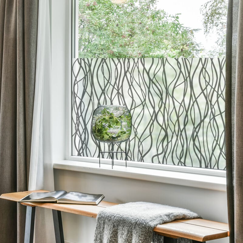 Ambiance-sticker - Film Fenêtre Anti Regard Occultant - lianes sauvages gris - Stickers pour Vitres & Porte de Douche - 40x100cm