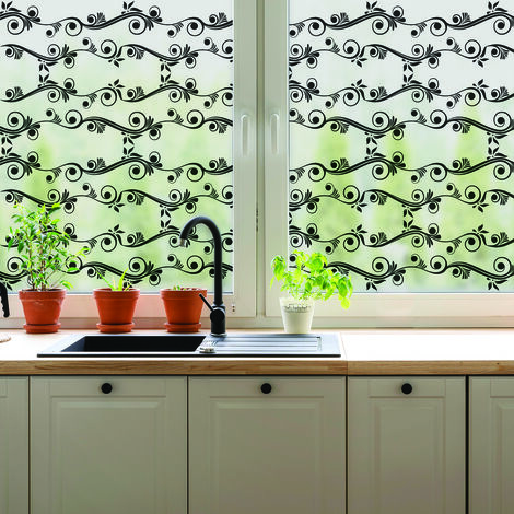Film Fenêtre Anti Regard Occultant - MOTIF BAROQUE - Stickers pour Vitres & Porte de Douche - 40x100cm