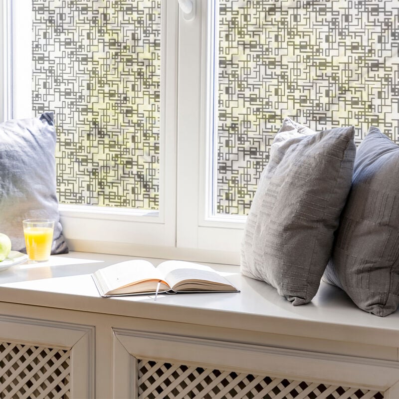 Film Fenêtre Anti Regard Occultant - motif graphique - Stickers pour Vitres & Porte de Douche - 40x100cm