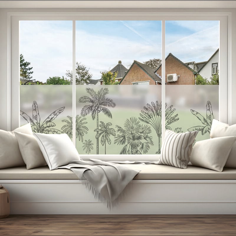 Film Fenêtre Anti Regard Occultant - palmiers xl - Stickers pour Vitres & Porte de Douche - 40X200cm