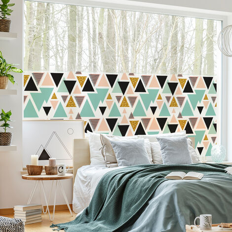 Film Fenêtre Anti Regard Occultant - TRIANGLES SCANDINAVES XL - Stickers pour Vitres & Porte de Douche - 40X200cm