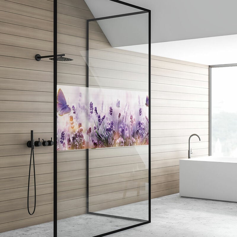 Film Fenêtre Anti Regard Occultant - champ de lavande - Stickers pour Vitres & Porte de Douche - 40x200cm