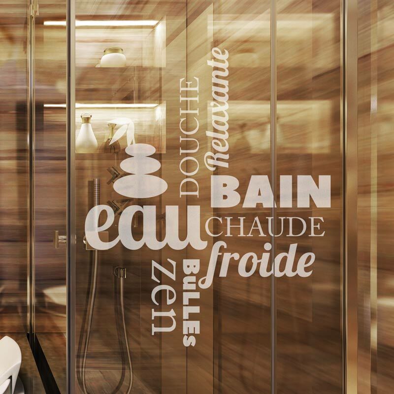 Film Fenêtre Anti Regard Occultant - douche zen - Stickers Autocollant Brise-Vue pour Vitre & Porte de Douche - 110x90cm