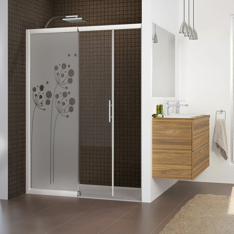 Film Fenêtre Anti Regard Occultant - fleurs artistiques - Stickers Autocollant Brise-Vue pour Vitre & Porte de Douche - 200x75cm