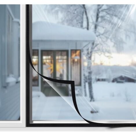 GABRIELLE Film Isolant Fenêtre Anti Froid Hiver Transparent Film Isolant pour Fenêtre en Matériau EVA Épais Kit d'Isolation de Fenêtre avec Bande Adhésif pour Installation Facile - 150x180cm