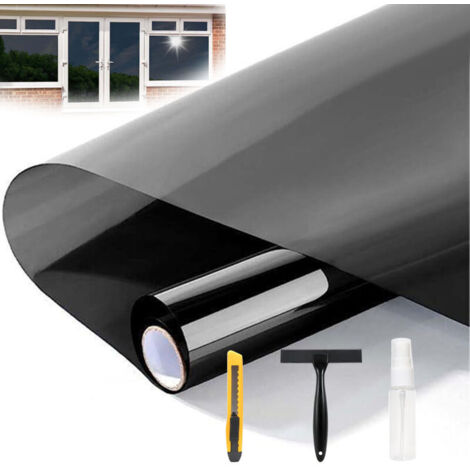 Film miroir Brise-vue autocollant pour fenêtre de l'extérieur Film de protection solaire opaque pour maison, magasin, bureau, 50 x 500 cm