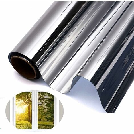 Film Miroir Fenêtre sans Tain Anti UV Anti Chaleur Film Adhésif réfléchissant pour Fenêtre Argenté One Way Anti-Regard Contrôle de la Température Protection de La Vie Privée