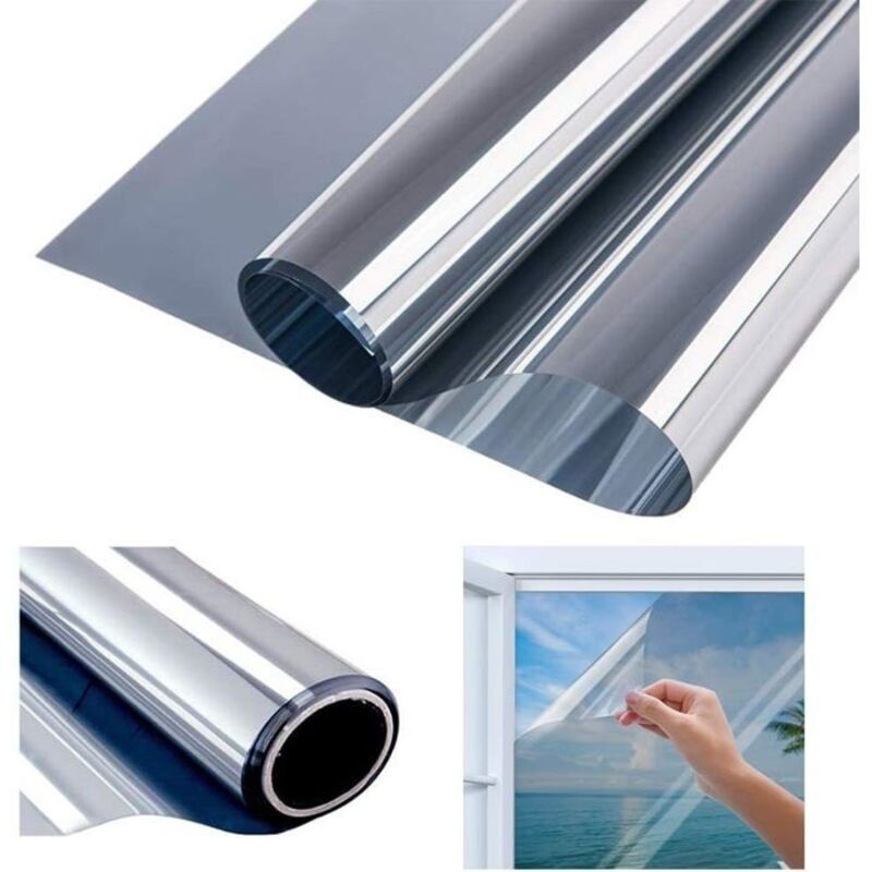 Film Miroir Fenêtre sans Tain Protection de Solaire Film Anti-UV Anti Chaleur Film de Fenêtre Anti Regard 40×200cm