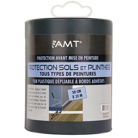 Film Plastique Dépliable de Protection À Bords Adhésifs Sols et Plinthes AMT - 50cmx20m (RO29)