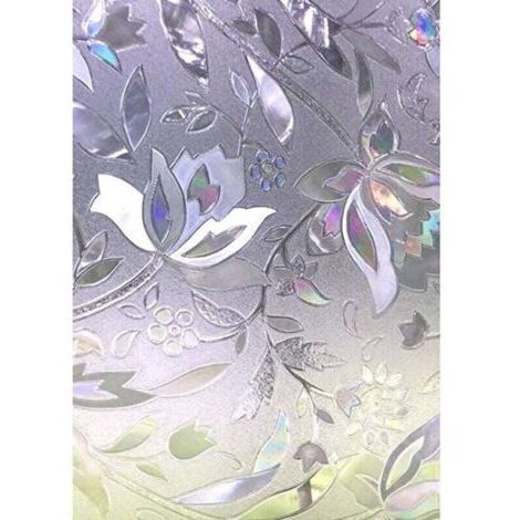Film pour Fenêtre Film Electrostatique Protége Intimité Anti-UV Décoratif Film Vitre Anti Regard Occultant avec Motif Tulipes Fleurs pour Verre et Vitrage 44.5 cm × 200 cm