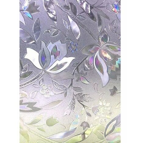 Film pour Fenêtre Film Electrostatique Protége Intimité Anti-UV Décoratif Film Vitre Anti Regard Occultant avec Motif Tulipes Fleurs pour Verre et Vitrage 45 cm × 200 cm