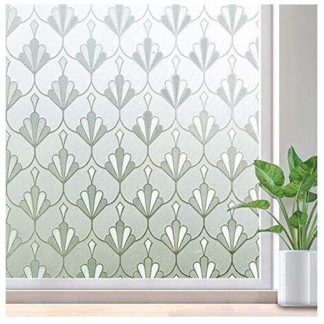 Film pour Vitre Electrostatique, Film Fenetre Anti Regard Occultant Fenêtre Non Adhésif Reutilisable Dépoli Opaque Motif Fleur, Bureau Maison Salle de Bain Chambre Cuisine 40x200cm