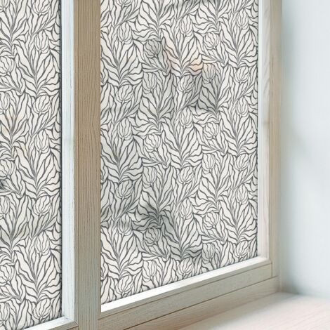 Film pour Vitre Intimité 50x116 cm Vitrail Collés sur le Verre Décoratif Adhésif pour Chambre Cuisine Salle de Bain PVC Protection feuilles fleurs