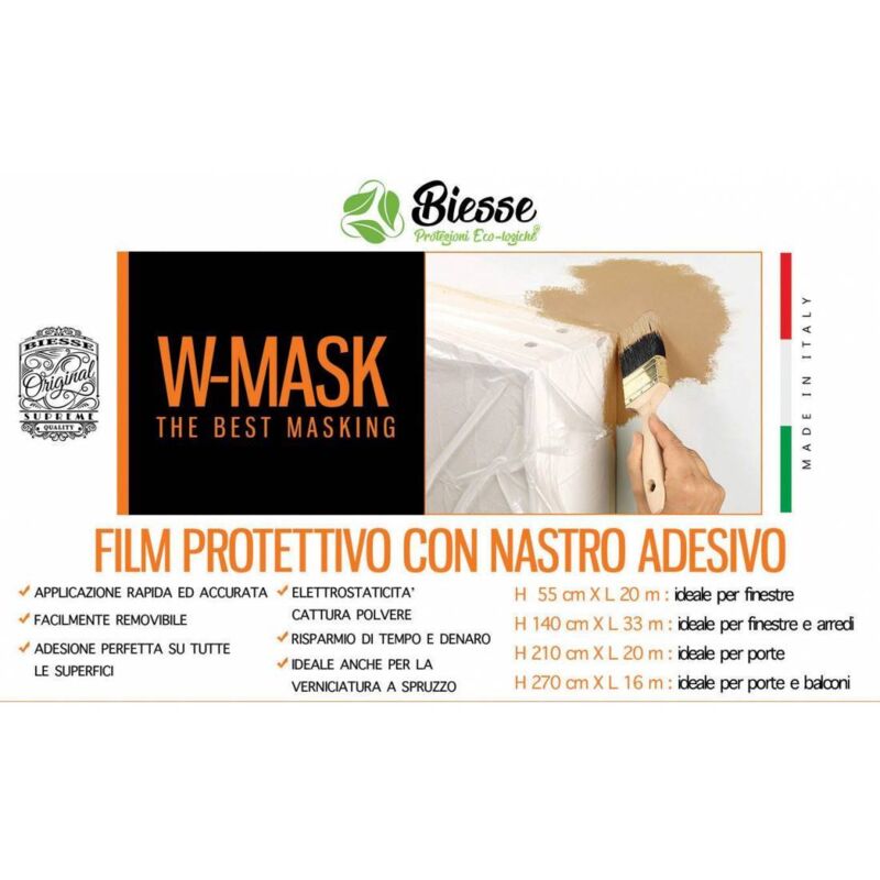 Film protecteur + ruban adhésif. cm140x33mt