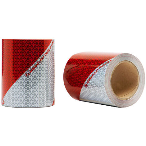 Film rétroréfléchissant Classe B microprismes pour véhicules, rouge/blanc, 10 m x 14 cm, kit de 2 rouleaux gauche/droite