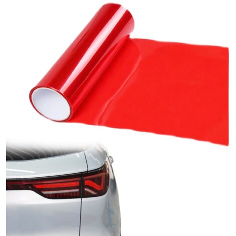Film Teinté pour Voiture,Film Teinté Phare,Films pour Phares,films Adhésif Vitre teinte en Vinyle Transparent Autocollant pour Feux Arrière de Voiture Antibrouillard Brillant (Rouge,30x120cm)