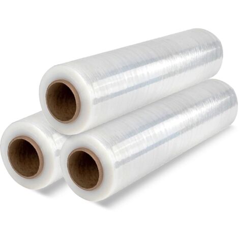Film Trasparente per Imballaggio, Plastica Copritutto per Traslochi, Pellicola Adesiva Protettiva, Pellicola per Imballaggio per Coprire Mobili, Scatole di Cartone per Traslochi - Ofituria (3 pz)