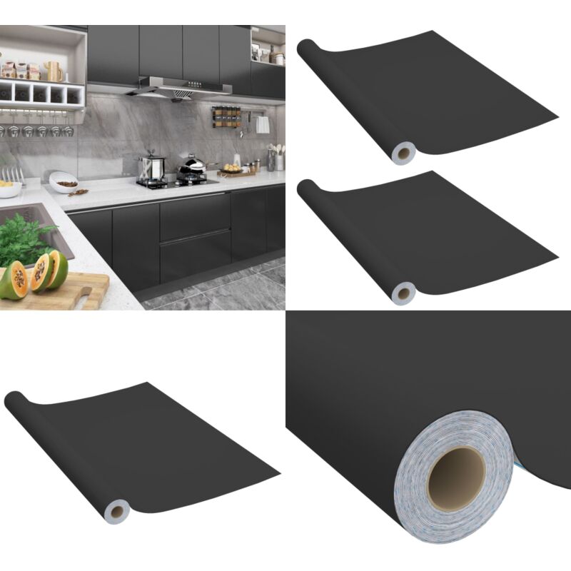 Films autoadhésifs pour meubles 2 pcs Noir 500x90 cm pvc - film pour meubles - films pour meubles - Home & Living - Noir