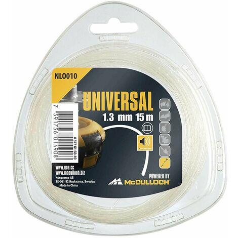 Filo Decescpugliatore 1,3 mm x 15 m Nylon Silenzioso Universale McCulloch NLO010