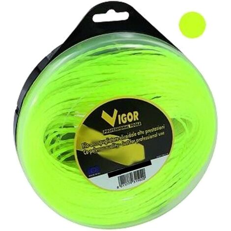 FILO DECESPUGLIATORE TAGLIABORDI VIGOR TONDO IN NYLON GIALLO METRI 70 MM 2,4