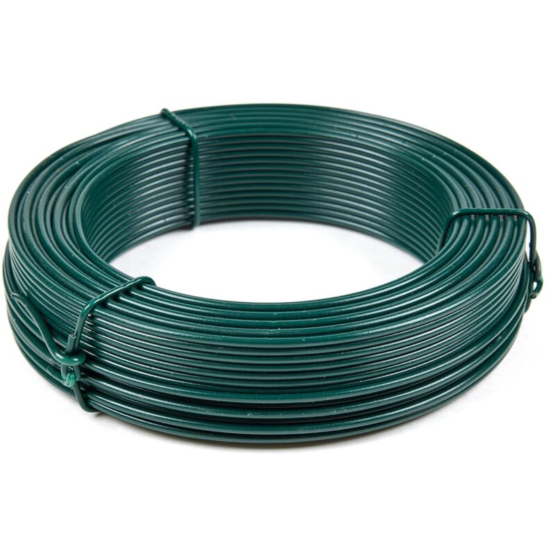 Image of Filo di ferro plastificato verde Ø2,2 mm Rotolo 50 m Filo metallico rivestito in pvc per legatura giardino, filo tensione recinzione, fai da te