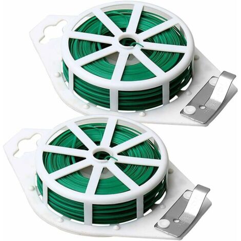 Filo di sostegno per piante da giardino, 2 pezzi, 328 piedi/100 m Filo di supporto per piante resistente Filo di vite da giardino riutilizzabile con rivestimento verde per giardinaggio, piante rampica