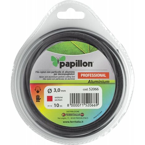 FILO in NYLON e ALLUMINIO per DECESPUGLIATORE PAPILLON Profilo QUADRO 3,5 mm 40 mt