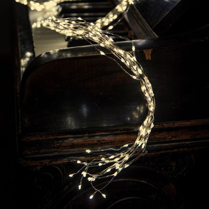 Image of Ciuffo luminoso catena microled e Flash decorazione natalizie per esterno ed interno -100 cm - 300 microled / Luce Calda