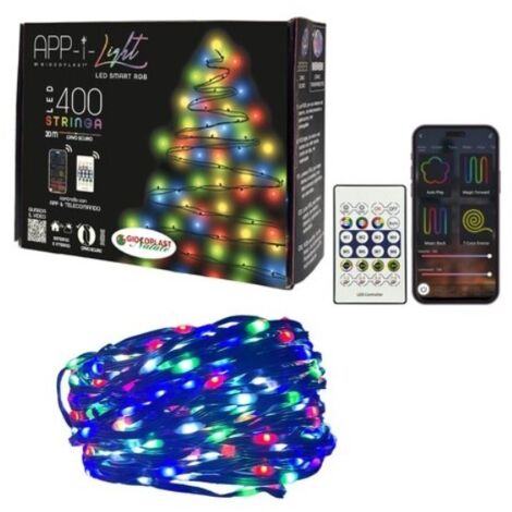 Filo Luminoso 400 Led App-I-Light Cavo 20mt Scuro Giocoplast