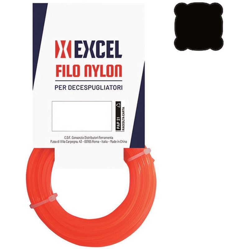 Filo per decespugliatore in nylon quadro arancio - mm.2,4 in matassa da mt.15