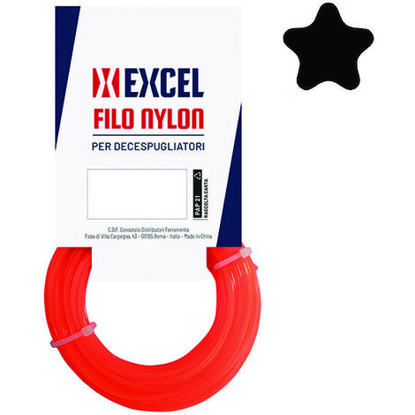 Filo per decespugliatore in nylon pentagono arancio - Diametro: Ø mm 2,4 - 2 bl - Confezione: matassa mt 50