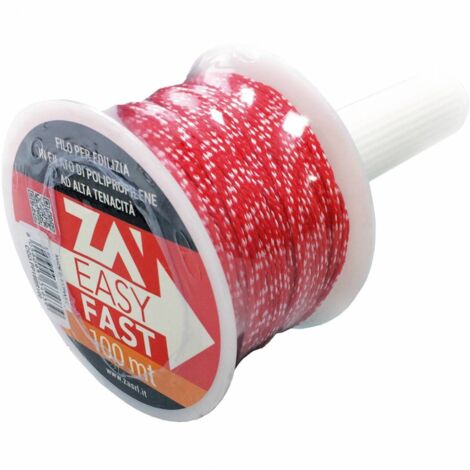 Filo Per Edilizia Con Manico 100 M Rosso/Bianco