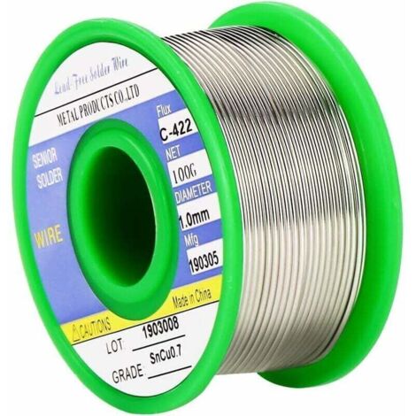Filo per saldatura KZQ, filo per saldatura da 1,0 mm per saldatura, filo per saldatura senza piombo Sn 99,3% Cu 0,7% con anima in colofonia, per saldatura elettrica (100 g)
