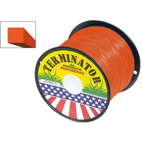 FILO QUADRATO PER DECESPUGLIATORE TERMINATOR Col. Arancio mm. 3,3x190 mt. (bobina kg. 2)
