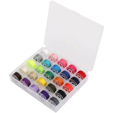 Fils à coudre colorés avec bobines plastique pour machine à coudre - 25 grilles pour broderie et travaux manuels