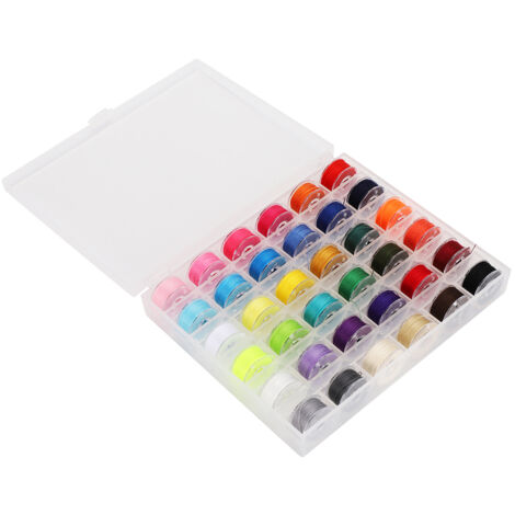 Fils à coudre colorés avec bobines plastique pour machine à coudre - 36 grilles pour broderie et travaux manuels