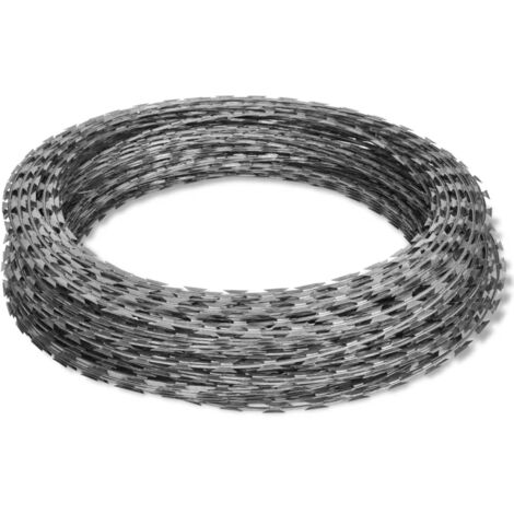 Fils barbelés hélicoïdaux rouleaux 2 pcs acier galvanisé 100 m CFW52132