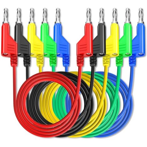 Fils de Test empilables banane à fiche banane, 5 pièces, cable de Test électrique souple, 3,3 pieds/1m pour multimètre 1000V 15A