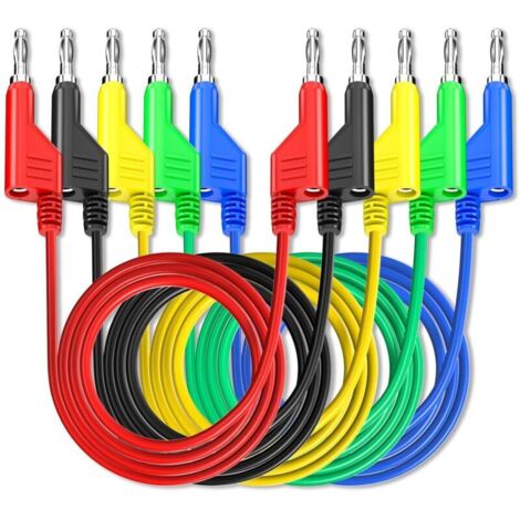 Fils de Test empilables banane à fiche banane, 5 pièces, cable de Test électrique souple, 3,3 pieds/1m pour multimètre 1000V 15A