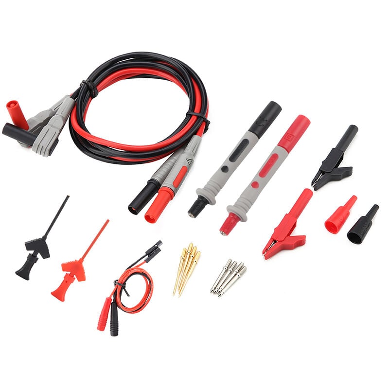 YB - Jeffergarden Fils de Test multimètre numérique électronique P1300C, avec pinces Crocodile, jeu d'embouts de sonde remplaables