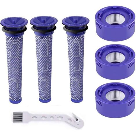 Filter für Dyson V8, V7, 3 Vorfilter und 3 Nachfilter für Dyson V7 V8 Absolute Animal Motorhead Staubsauger, Ersatzteile 965661-01, 967478-01