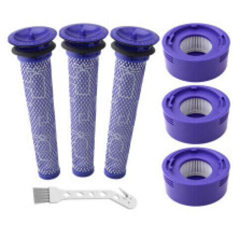 Filter für Dyson V8/V7, waschbare Ersatzfilter für Dyson V7/V8 Absolute Staubsauger, Staubsaugerzubehör für Dyson V8 mit 3 HEPA-Nachfiltern, 3 Vorfiltern, 1 Reinigungswerkzeug