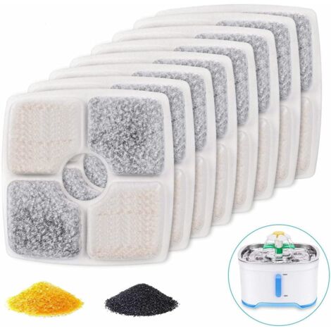 Filter für Haustier-Trinkbrunnen, 8er-Pack Ersatzfilter für Haustier-Trinkbrunnen, quadratische Trinkwasserbrunnenfilter für Katzen und Hunde