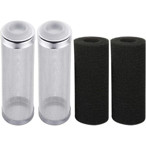 Filter protector, mesh protector, stainless steel, aquarium filter, filter inlet sponge, 16 mm, filter protector, filter protector with filter sponge for small fish, shrimp (4 pieces)