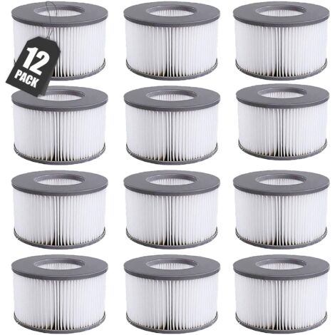 Filterkartuschen für MSpa-Filter, 12 Stück. Filter kompatibel mit MSpa Whirlpool-Modellen ab 2020. Wasserfilterkartusche für aufblasbare Pools, Whirlpools und Spas.