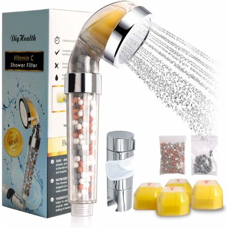 Filternder Duschkopf mit Vitamin C, Anti-Kalk-Chlor-Ionen-Duschfilter, Handbrause erweicht hartes Wasser, Hochdruck, Wassereinsparung, einfache Installation