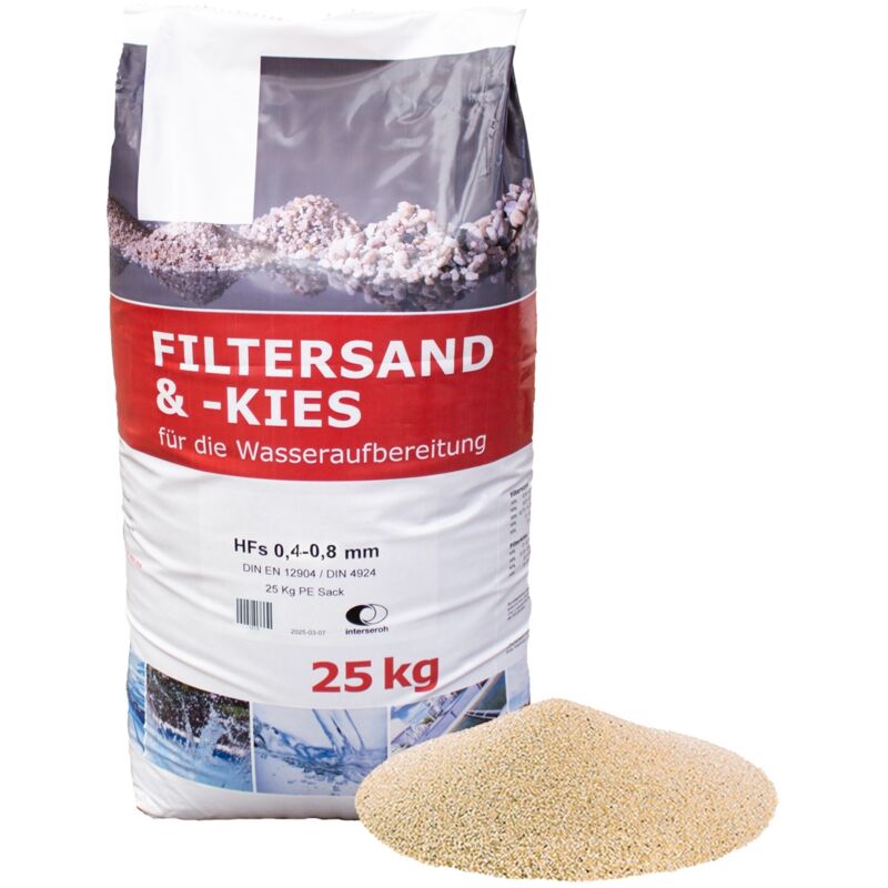 25kg de sable de filtration fin 0,4-0,8 mm de granulométrie pour système piscine