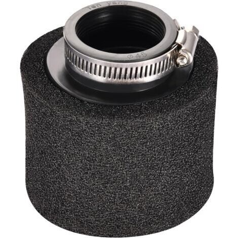 Filtre à Air 35 mm - Double Mousse de Nettoyage - Noir - Bouche Droite - Pour Moto 50-125 cc, Kart, VTT, Quad, Scooter, Course